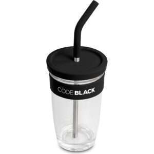 Kooshty Slurp Glass Kup & Straw - 480ML - Black