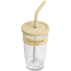 Kooshty Slurp Glass Kup & Straw - 480ML - Cream